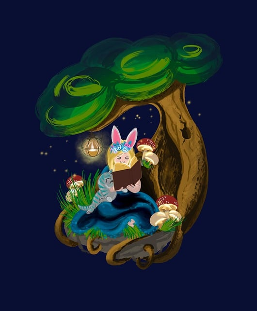 Free Girl Under A Tree illustration and picture