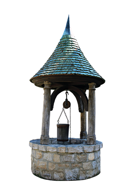 Free well water source medieval illustration