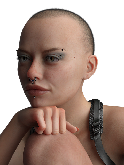 Mulher, Piercings, Careca, Beleza, Rosto