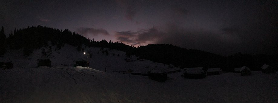 Solnedgang, Bjerge, Mørk, Smuk