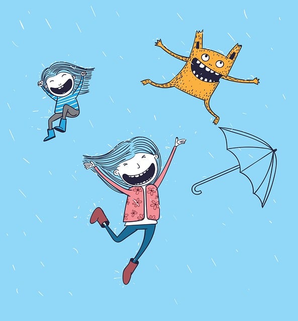 Free rain enjoyment carefree illustration