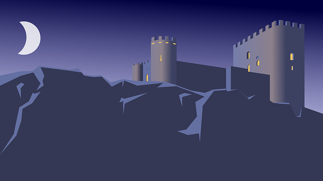 Free castle mountain night illustration