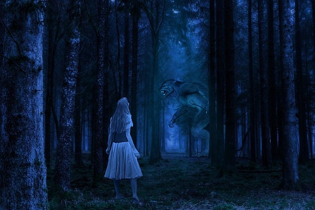 Free girl werewolf forest illustration