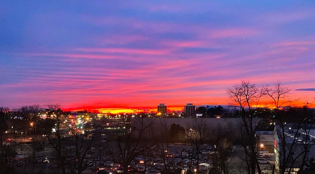 Sonnenuntergang, Blau, Lila, Himmel