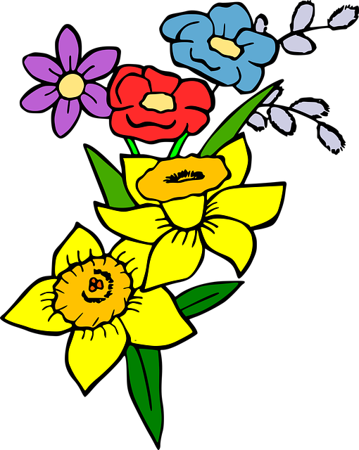 Free flowers bouquet daffodils vector