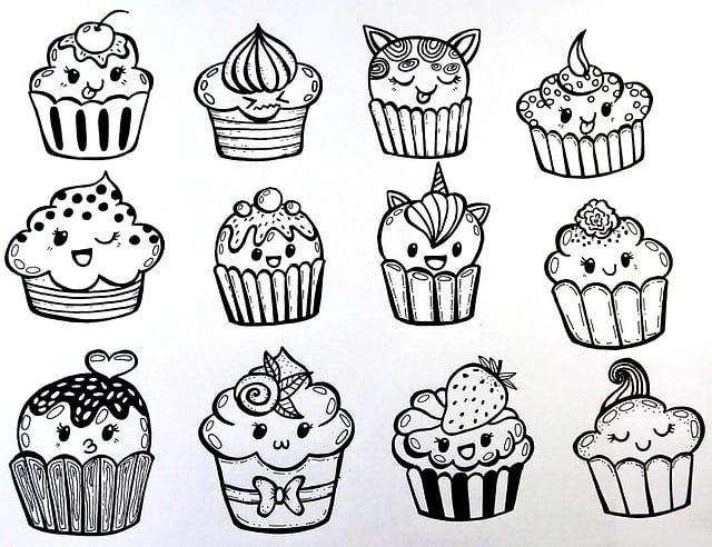 Free cupcakes expressions doodle illustration
