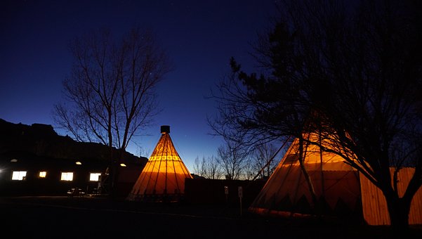 Teepee, Nat, Camping, Lejr, Udendørs