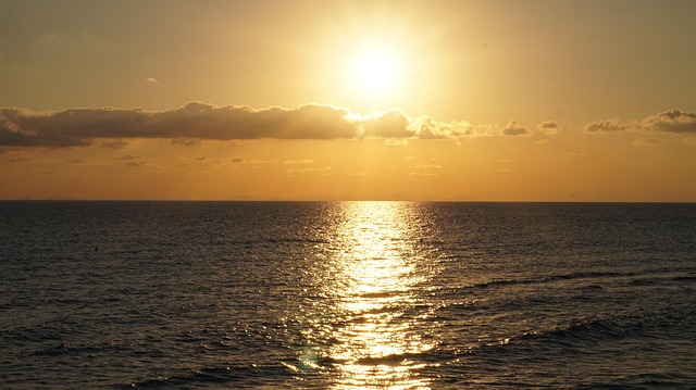 Zonsondergang, Felle Zon, Natuur, Zee