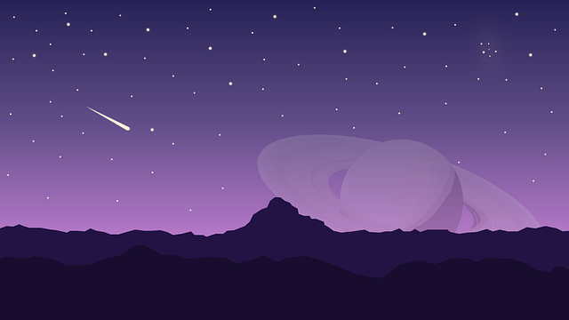 Free saturn mountains stars vector