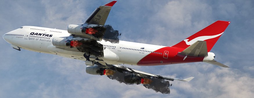 Verbrennung, Flugzeug, Feuer, Brennen