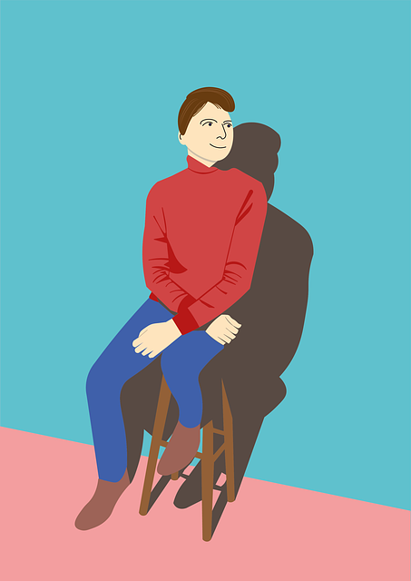 Free man bar stool shadow illustration