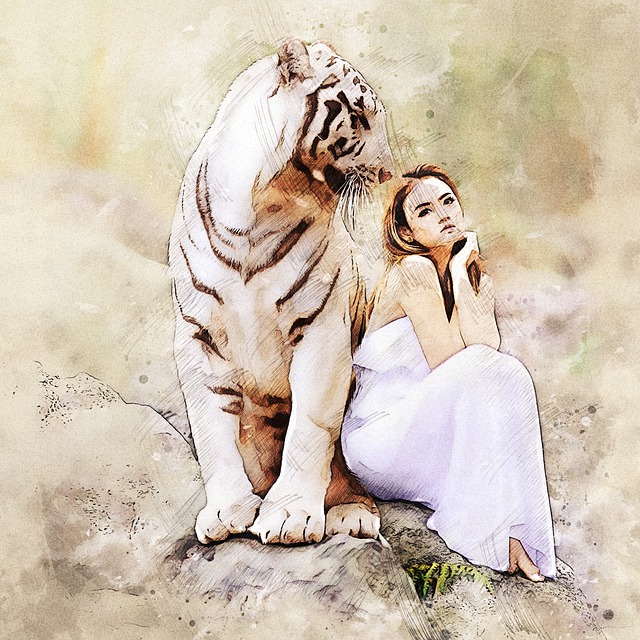Free nature animal world white bengal tiger illustration