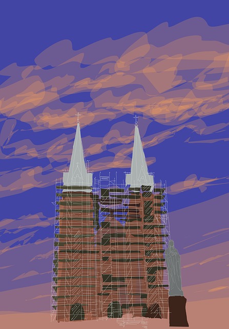 Free church cathedral sunset illustration