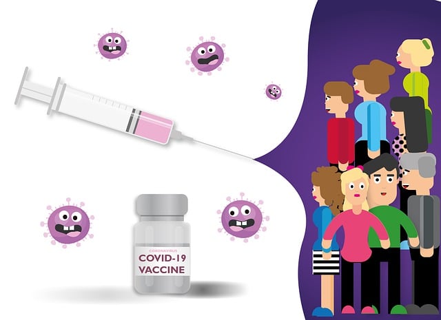 Free vaccination corona group illustration