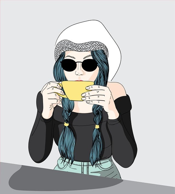 Free coffee drink woman illustration