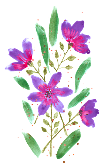 Free watercolor purple flowers anemone vector