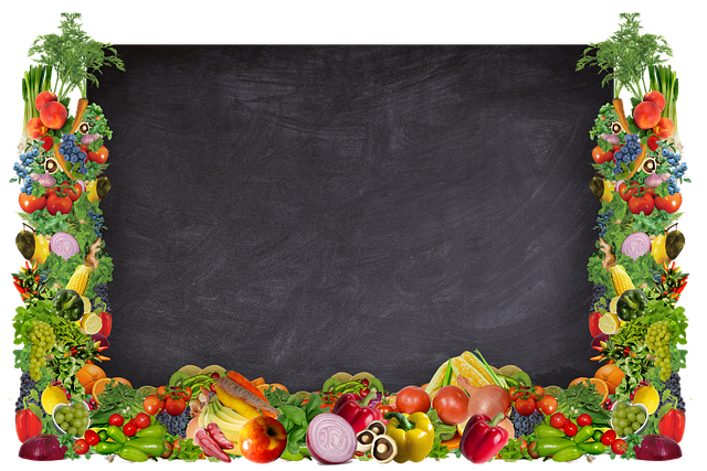 Free chalk board vegetables fruits illustration
