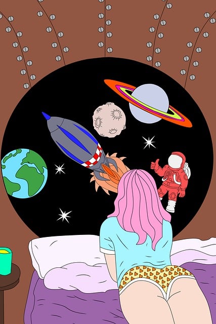 Download free HD stock image of Girl Bed Free girl bed space illustration