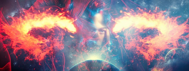 Free space galaxy person illustration