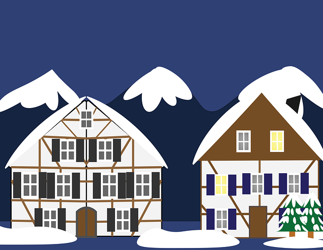 Free house snow mountains vector