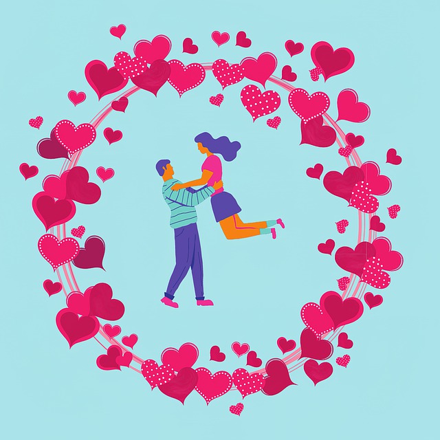 Free hearts framework couple illustration