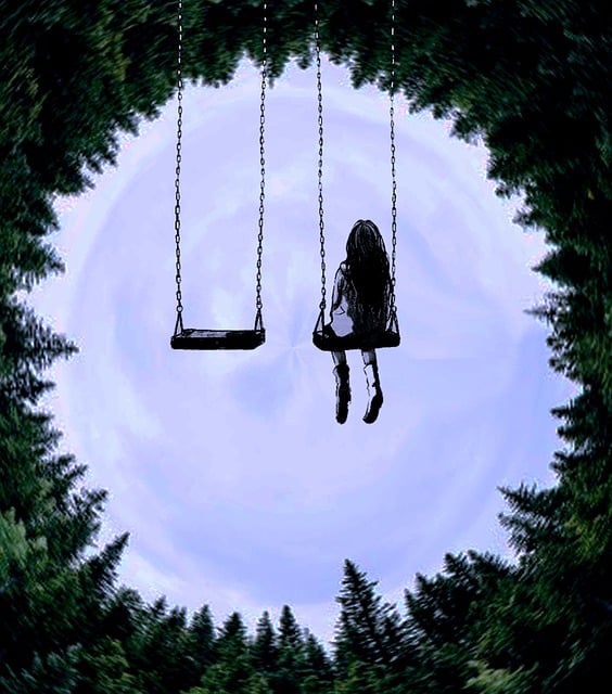 Free swing girl trees illustration