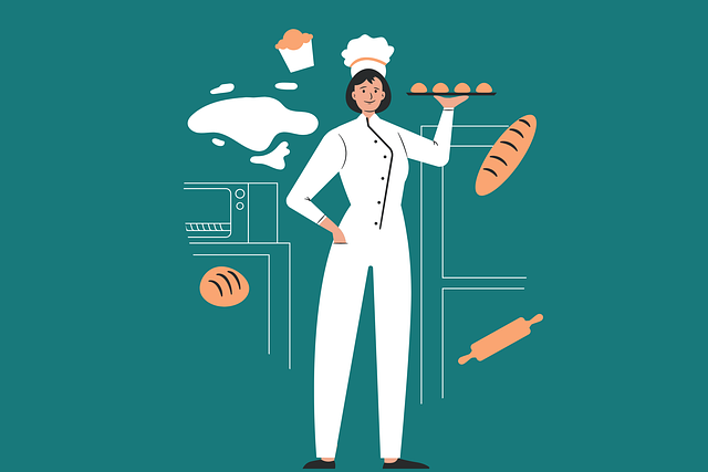Free baker woman bread illustration