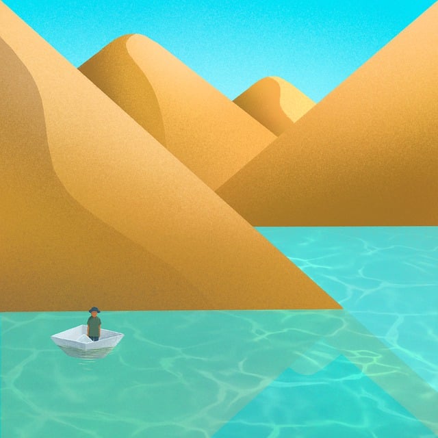 Free boat nature oasis illustration