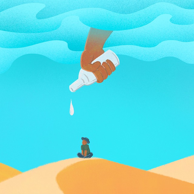Free desert man bottle illustration