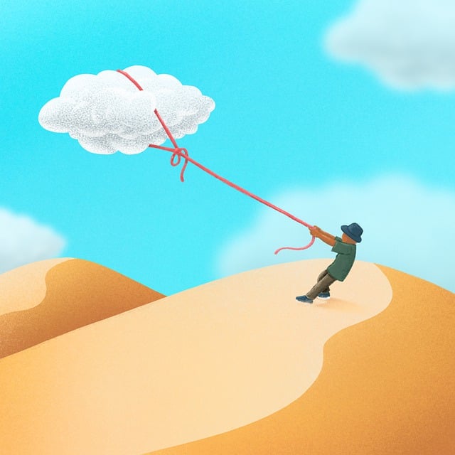 Free desert man clouds illustration