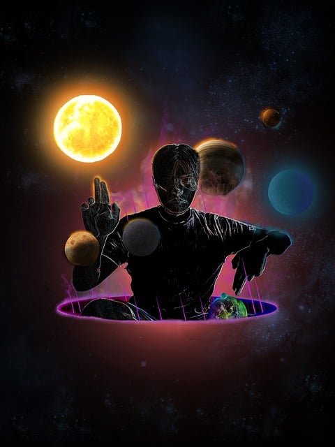 Free galaxy planets man illustration