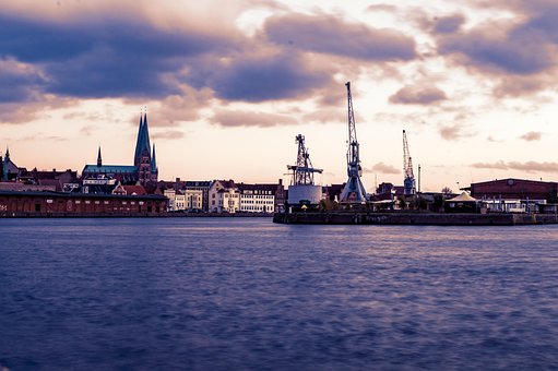 Puerto, Lübeck, Barcos, Agua, Muelle