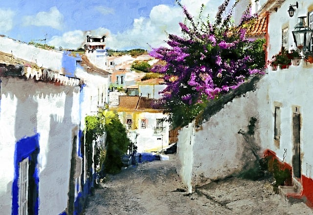 Free village alley photo art illustration