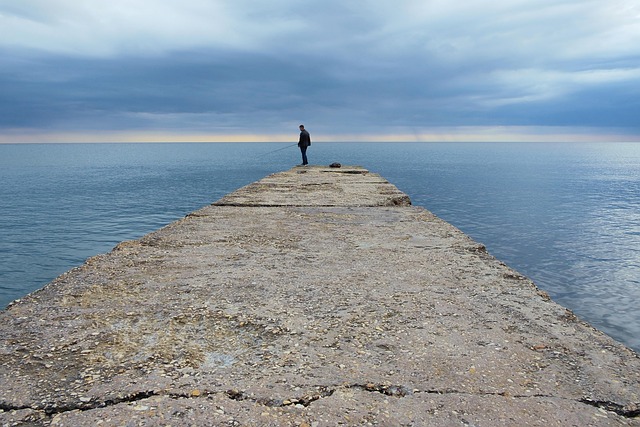 Hintergrund, Bay, Blau, Wellenbrecher