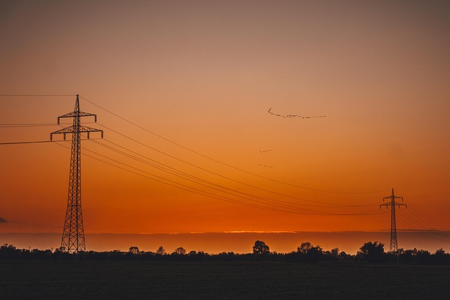 Sonnenuntergang, Strommast, Strom