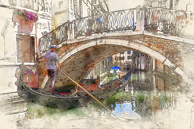 Free gondola canal photo art illustration