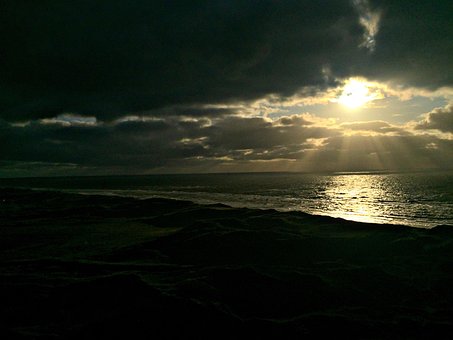 Sol, Pôr Do Sol, Mar Do Norte