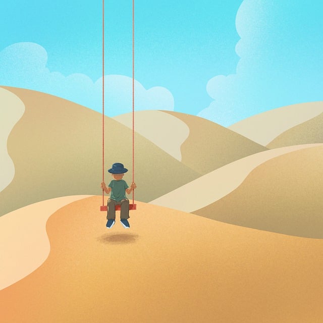 Free desert man swing illustration
