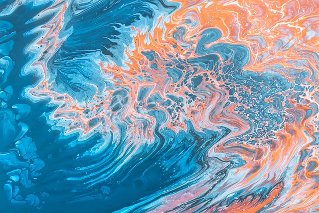 Free Blue And Orange Oil Colors Mixed photo and picture