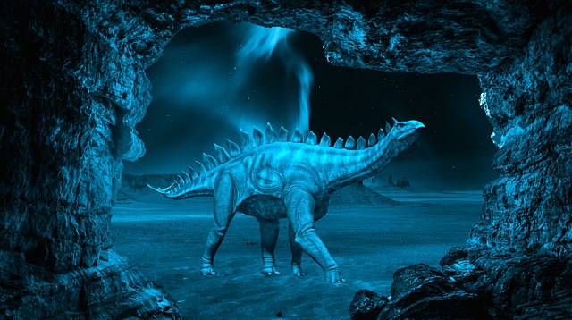 Free dinosaur night cave illustration