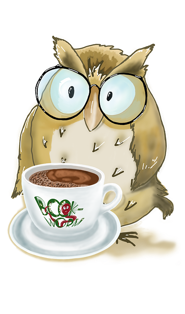 Free coffee owl seriousness illustration