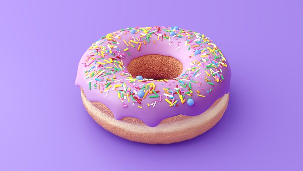 油炸圈饼, 颗粒感, 环面, 使成为, 3D, 设计, 呈现, 球体, 捕获
