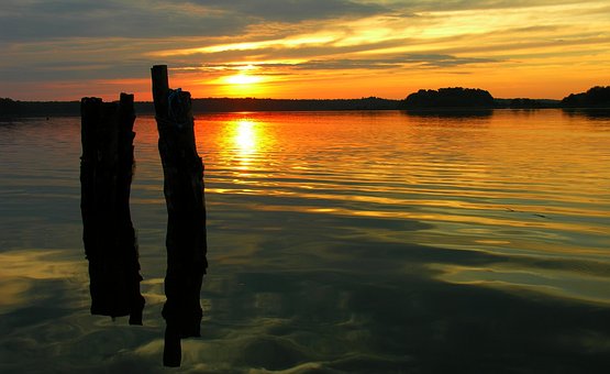 See, Sonnenuntergang, Wasser, Landschaft