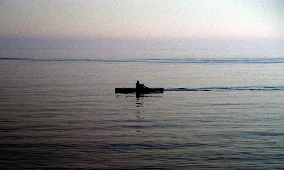 Boot, Roeiboot, Meer, Silhouet, Varen