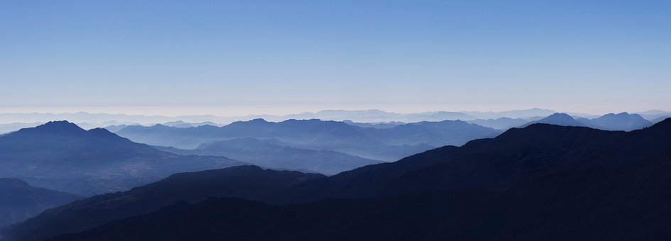 Berge, Panorama, Silhouetten, Nebel