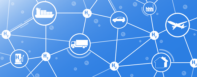 Free hydrogen network gas station illustration