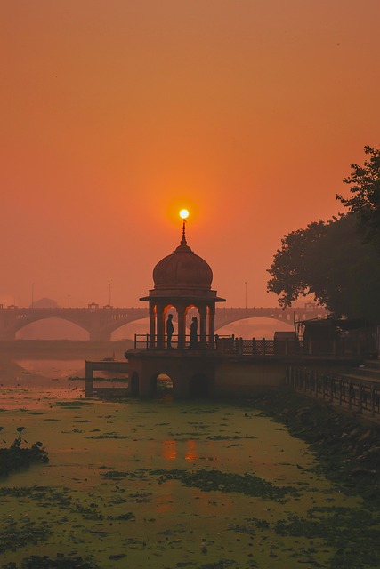sunset, gazebo, couple, silhouette, lake, river, sun, sunlight, mystical, nature, love, together, romantic, romance, dusk, evening, dark