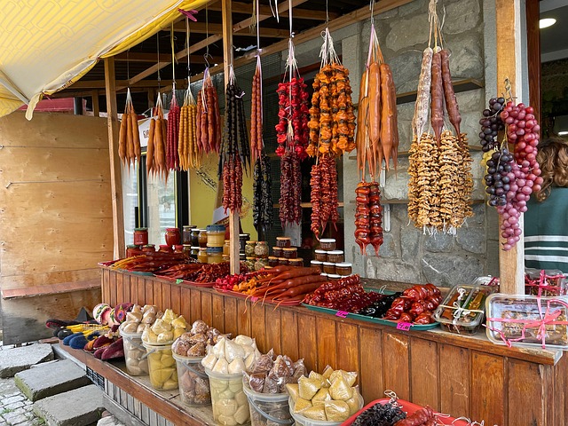 Tbilisi, Churchkhela, Jídlo, Trh