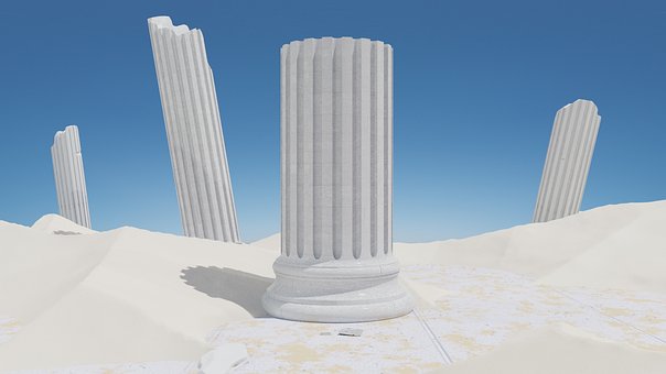 Pilar, Blanco, Arena, Ruinas, Cielo