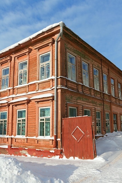 Gebäude, Tor, Schnee, Architektur, Außen